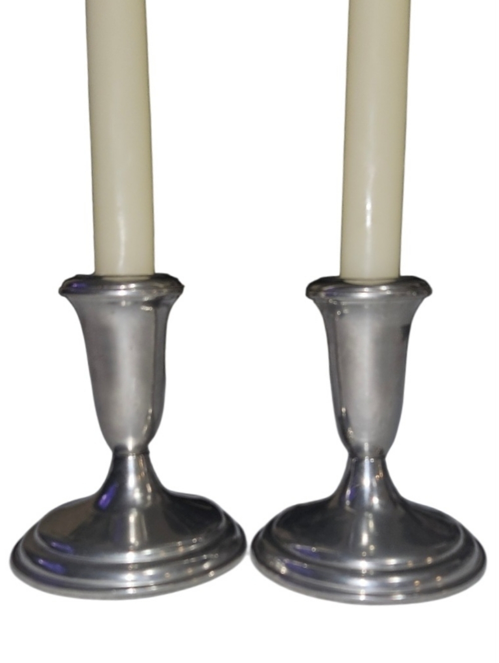 Vintage Pair Of Empire782 Pewter Weighted Candlesticks Nice